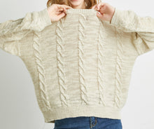 Load image into Gallery viewer, &quot;Blair&quot; Women Cotton Linen Blend Cable Crewneck Sweater
