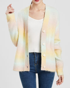 "Finley" Acrylic Wool Blend Cotton Candy Knitted Cardigan